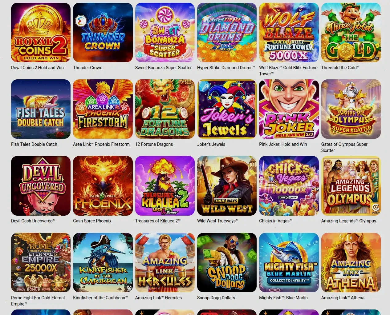 Overzicht van het spelaanbod bij Boomerang Casino met slots en live casino