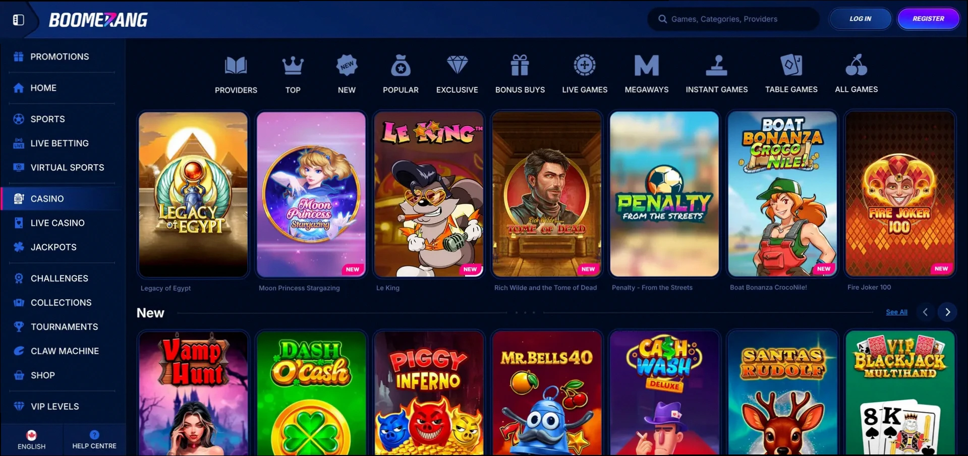 Boomerang Casino 100% tot €500 + 200 Gratis Spins welkomstbonus